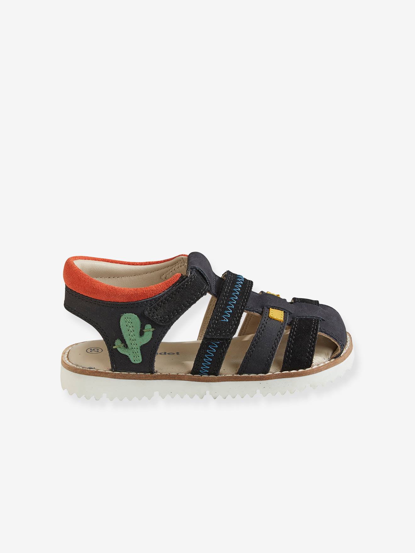 Sandales scratchées garçon en cuir sable