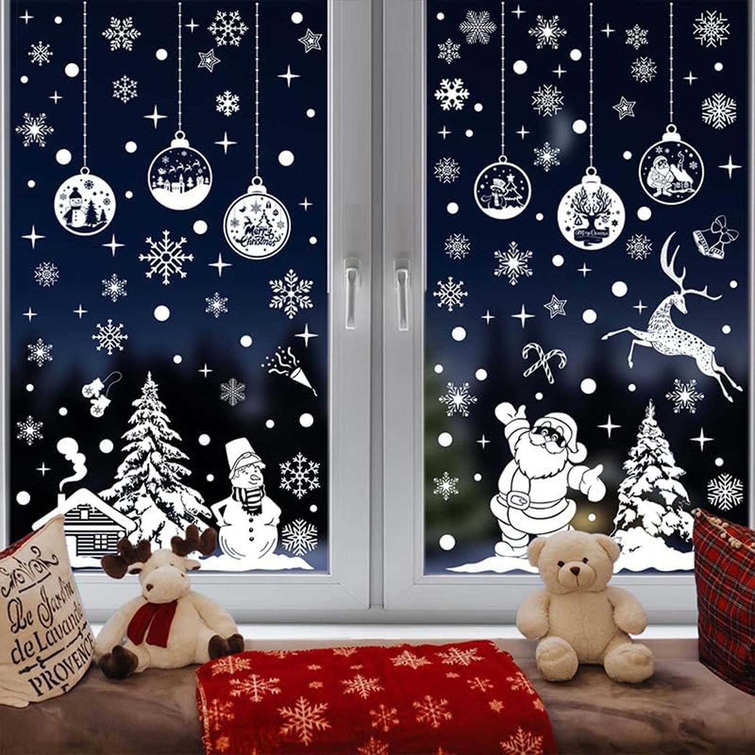 Fenstersticker Selbstklebende weiße Winteraufkleber Fensteraufkleber, aikidio, Wasserfester Wandaufkleber