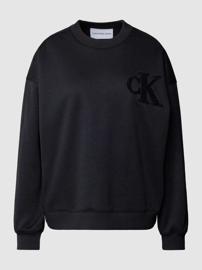 Sweatshirt mit Label-Detail Modell 'CHENILLE' in black
