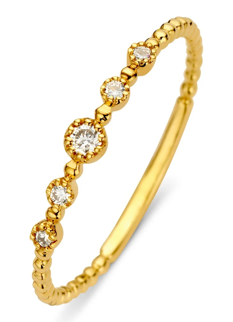 14 karatų geltonojo aukso žiedas „Diamond Point Joy“ su 0,09 ct deimantu