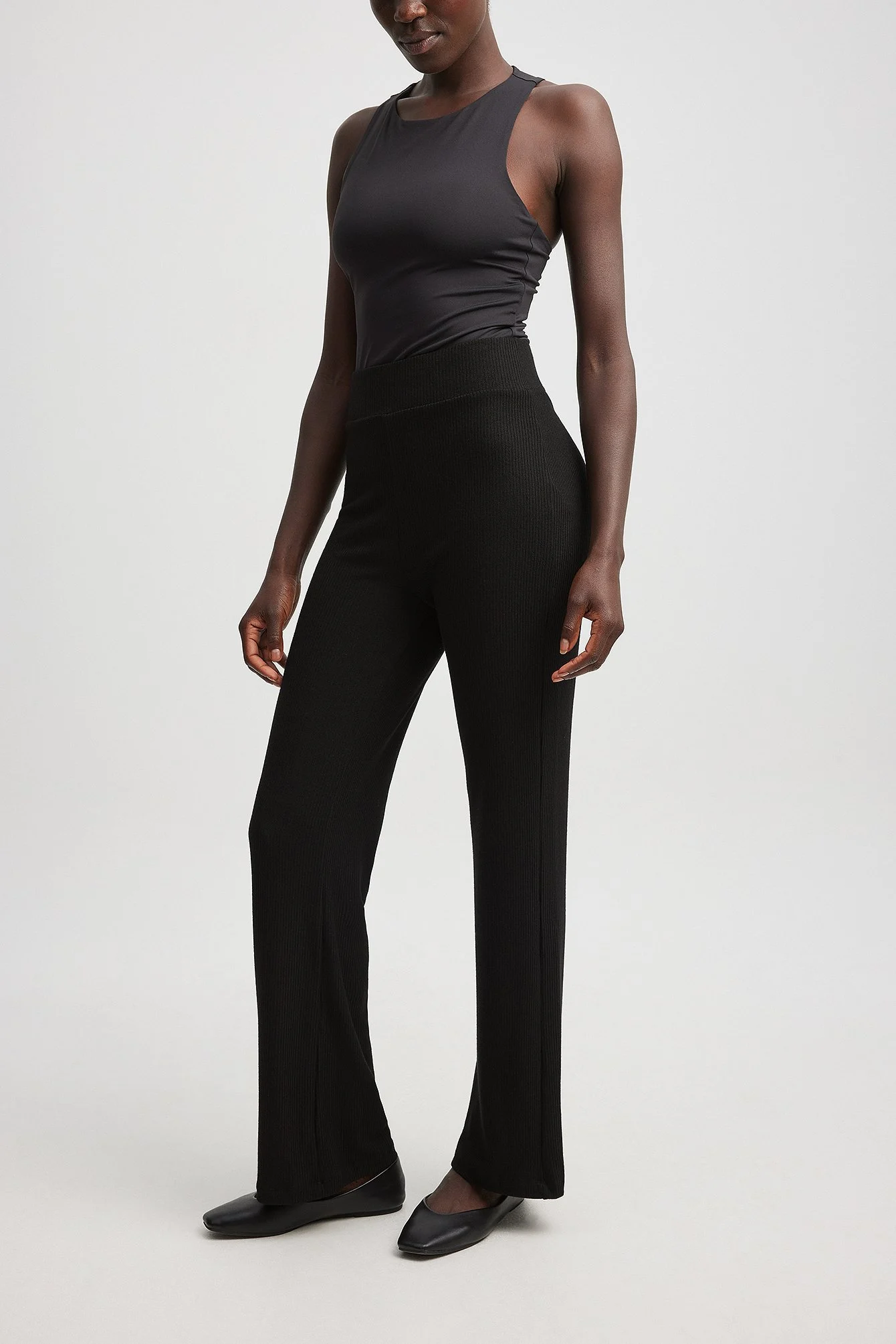 Gerippte Hose mit hoher Taille