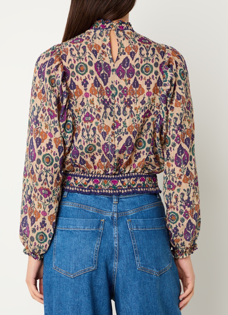 Sessùn Duchess tunic with stand-up collar and print