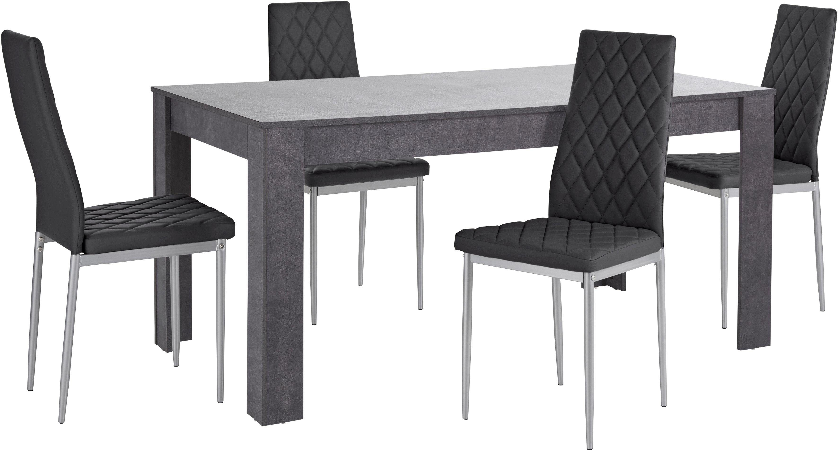 INOSIGN Essgruppe Lynn160/Brooke, (Set, 5-tlg), Tisch mit 4 Stühlen