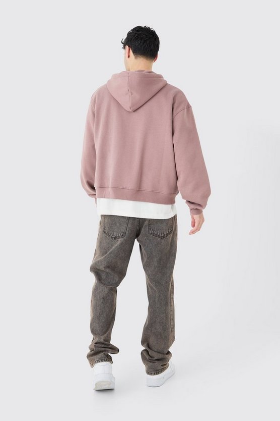 Kastiger Oversize Hoodie mit doppeltem Reißverschluss