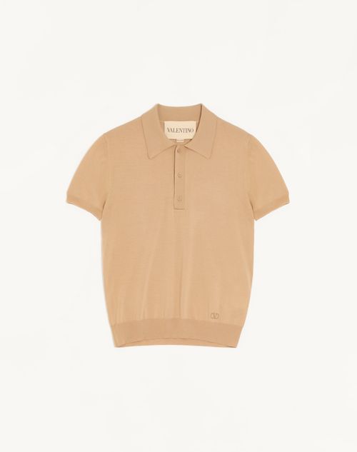 Valentino poloshirt i uld med V-logo-broderi