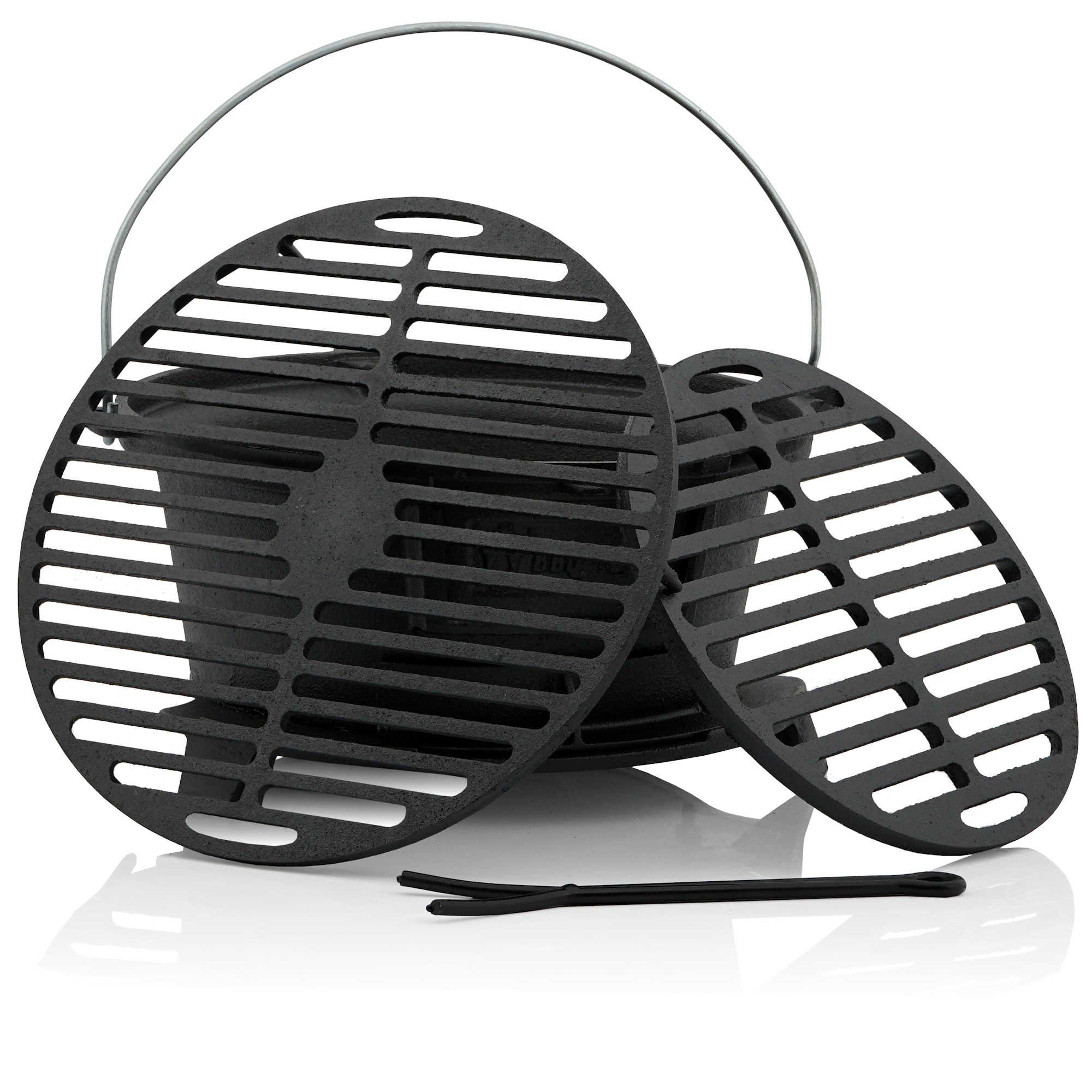 BBQ-Toro Holzkohlegrill Gusseisen Grilltopf mit Grillrost, 32 x 33 x 18 cm, Hibachi Style