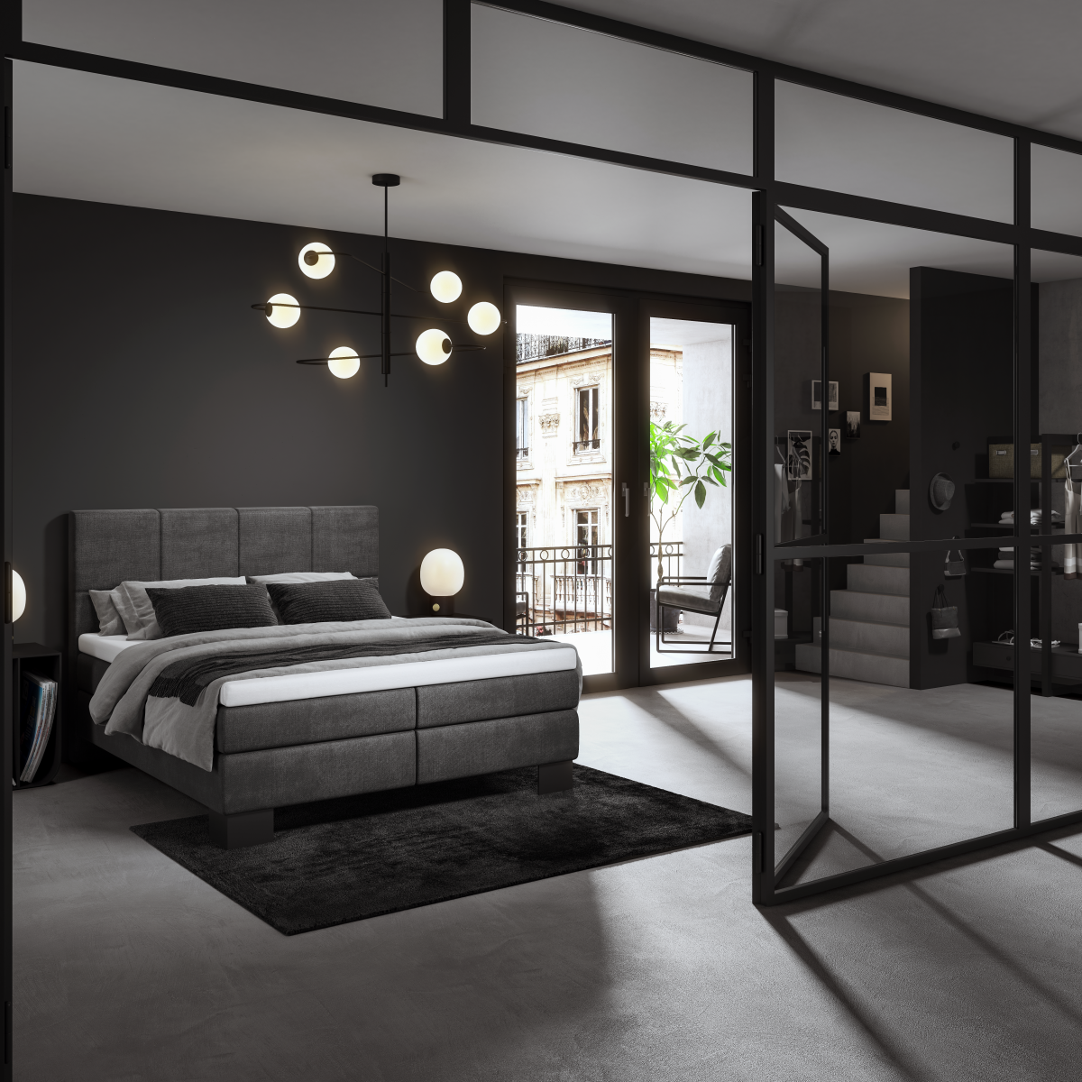 Schlaraffia Boxspringbett Chicago VZ Grau 180 x 200 cm