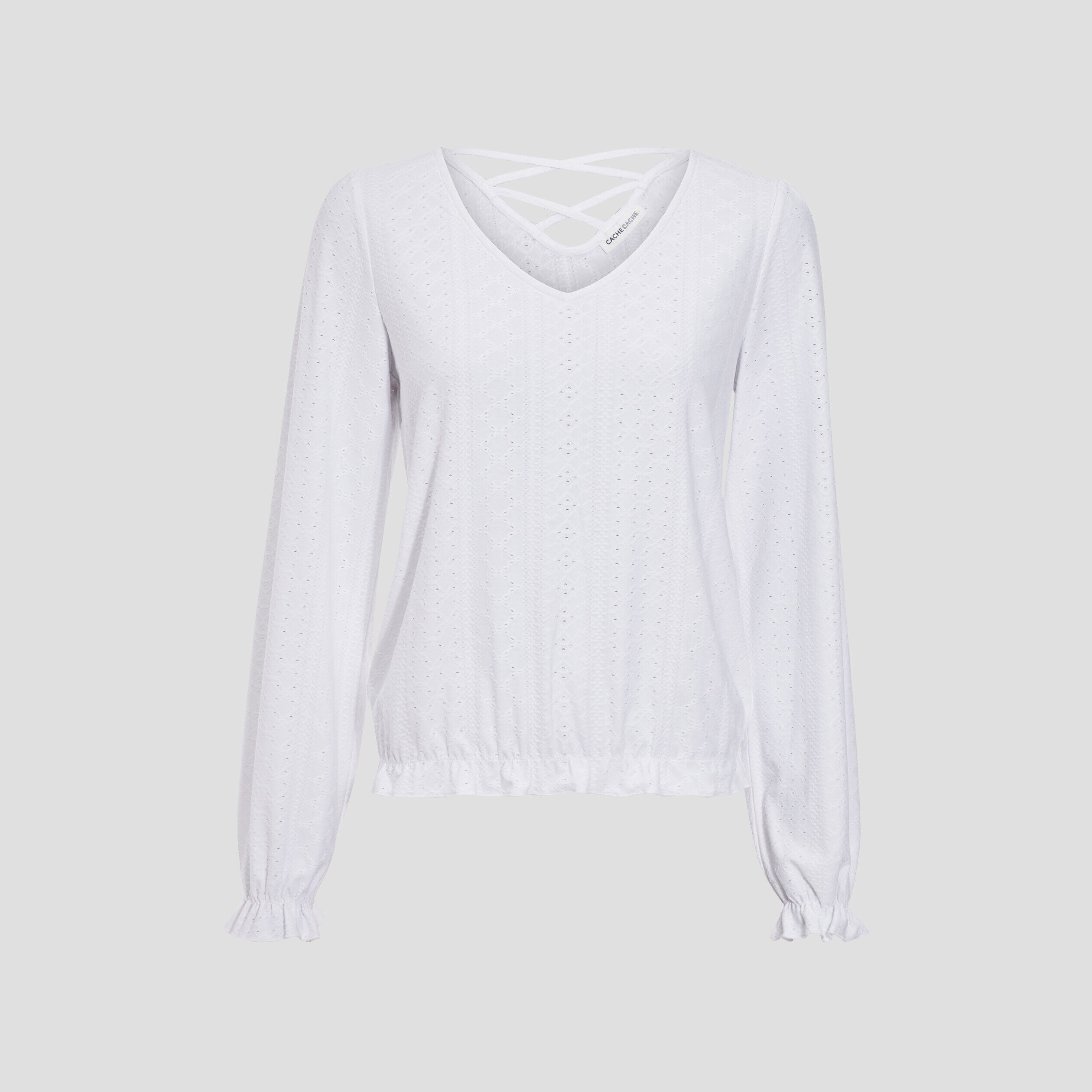 T-shirt manches longues ecru femme | Cache Cache