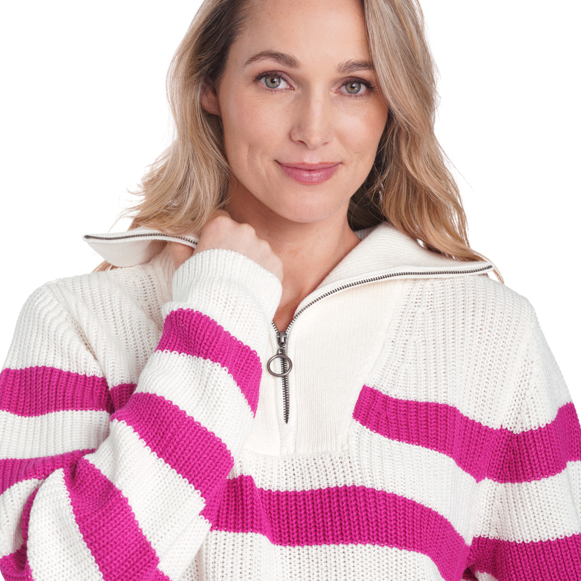 Damen Strickpullover mit Troyerkragen
