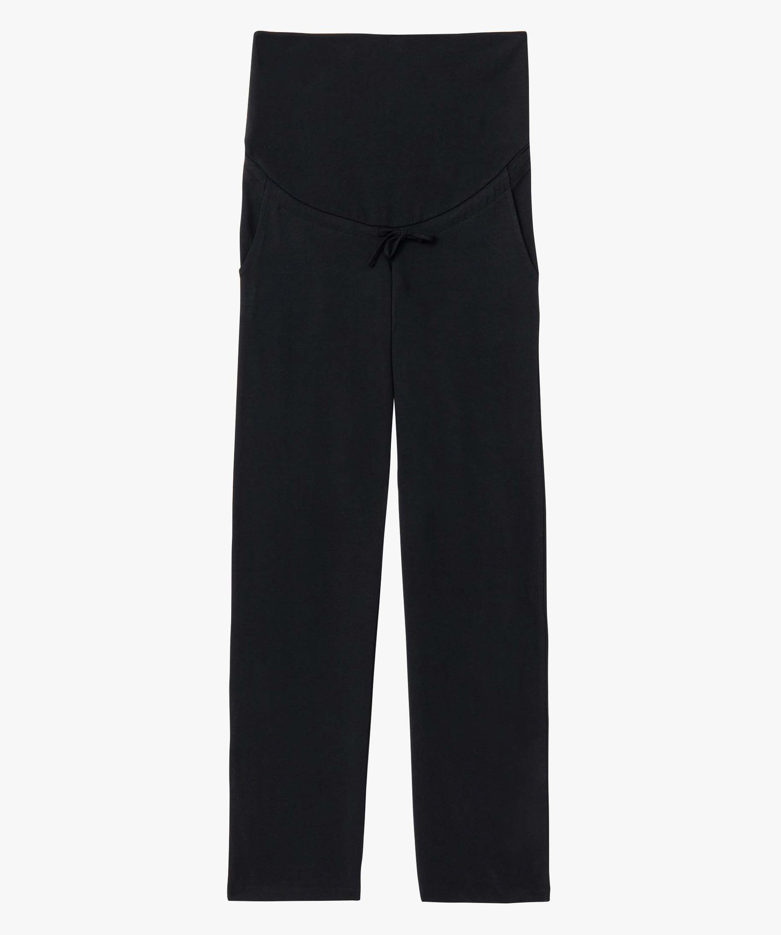 Pantalon de grossesse droit en jersey avec lien à la taille noir | GEMO