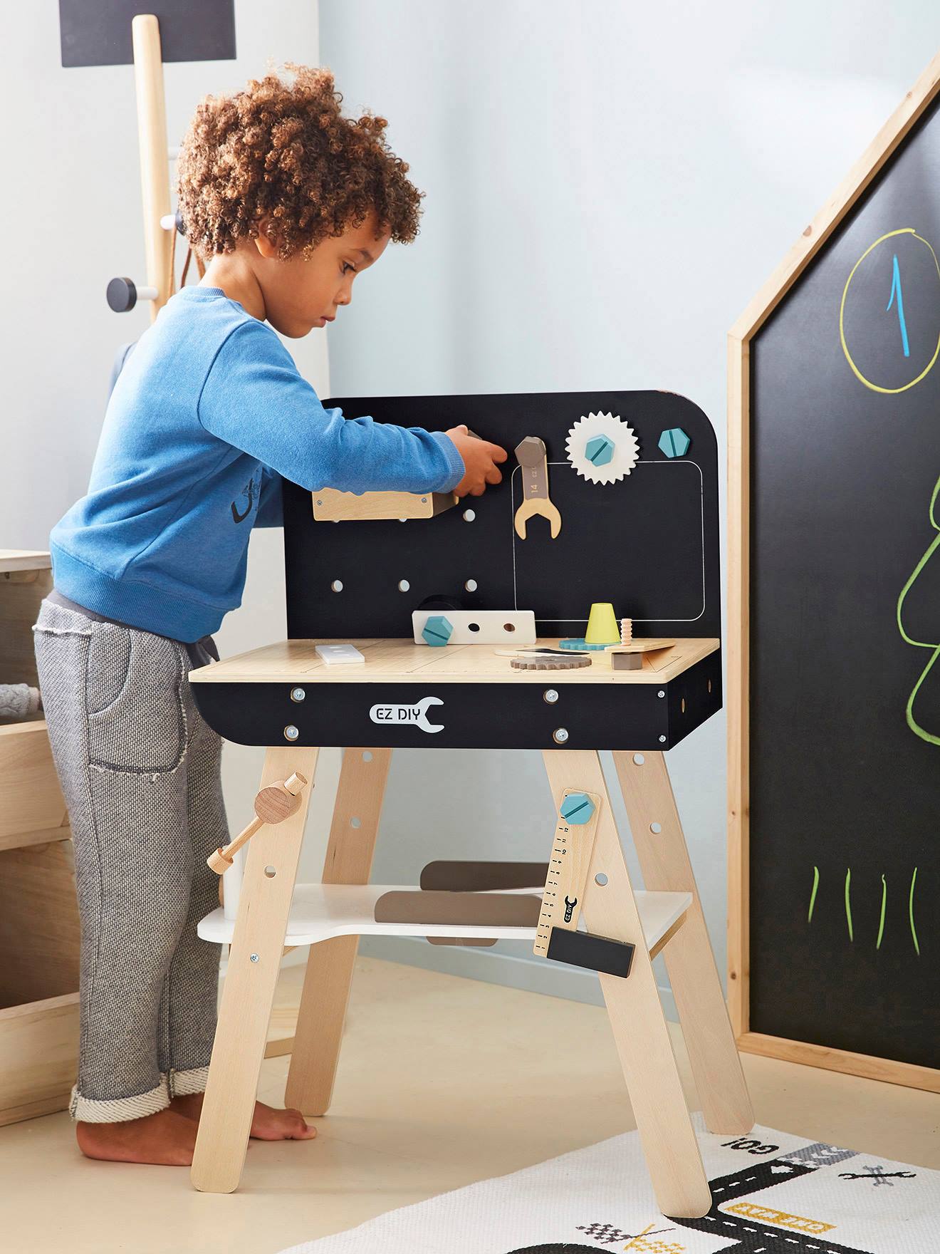 Etabli de bricolage en bois FSC® beige