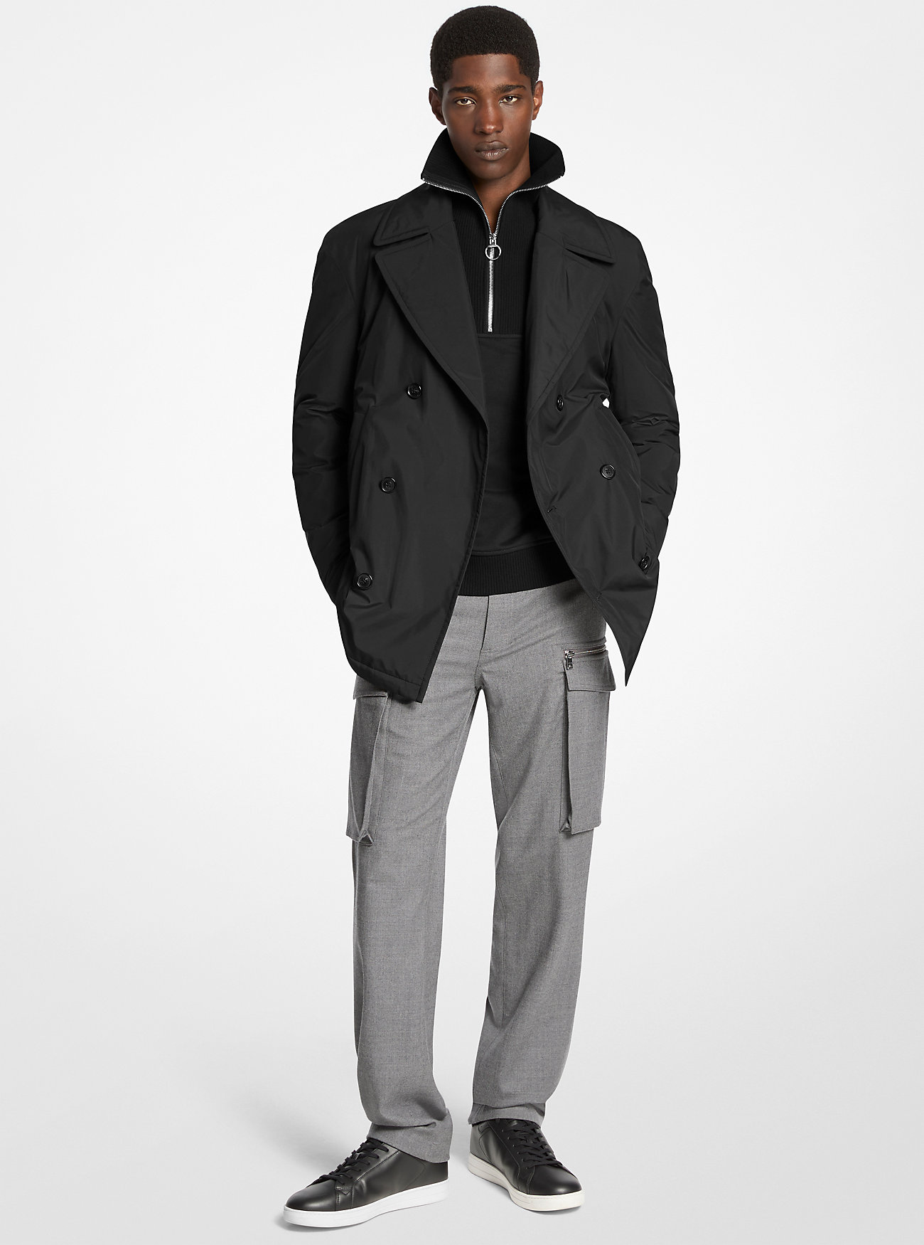 Vevd peacoat - SVART