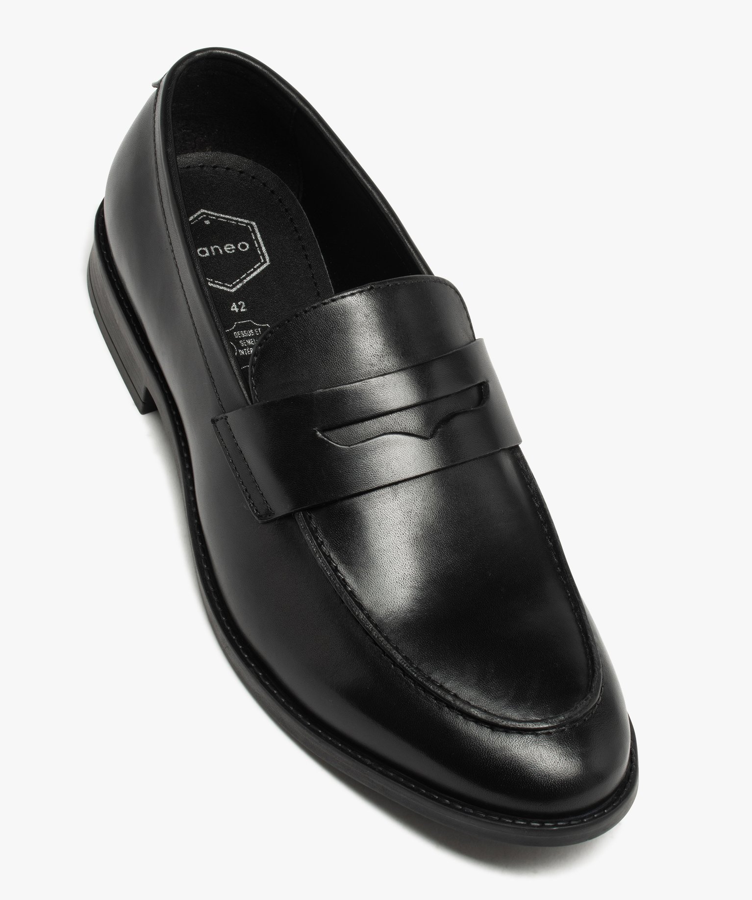 Mocassins dessus cuir homme - Tanéo noir | GEMO