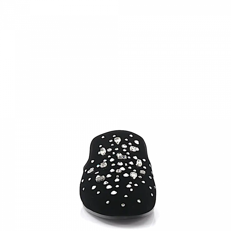 Giuseppe Zanotti - Pantolleten The Dazzling Elsa Samt Schwarz Strass - schwarz