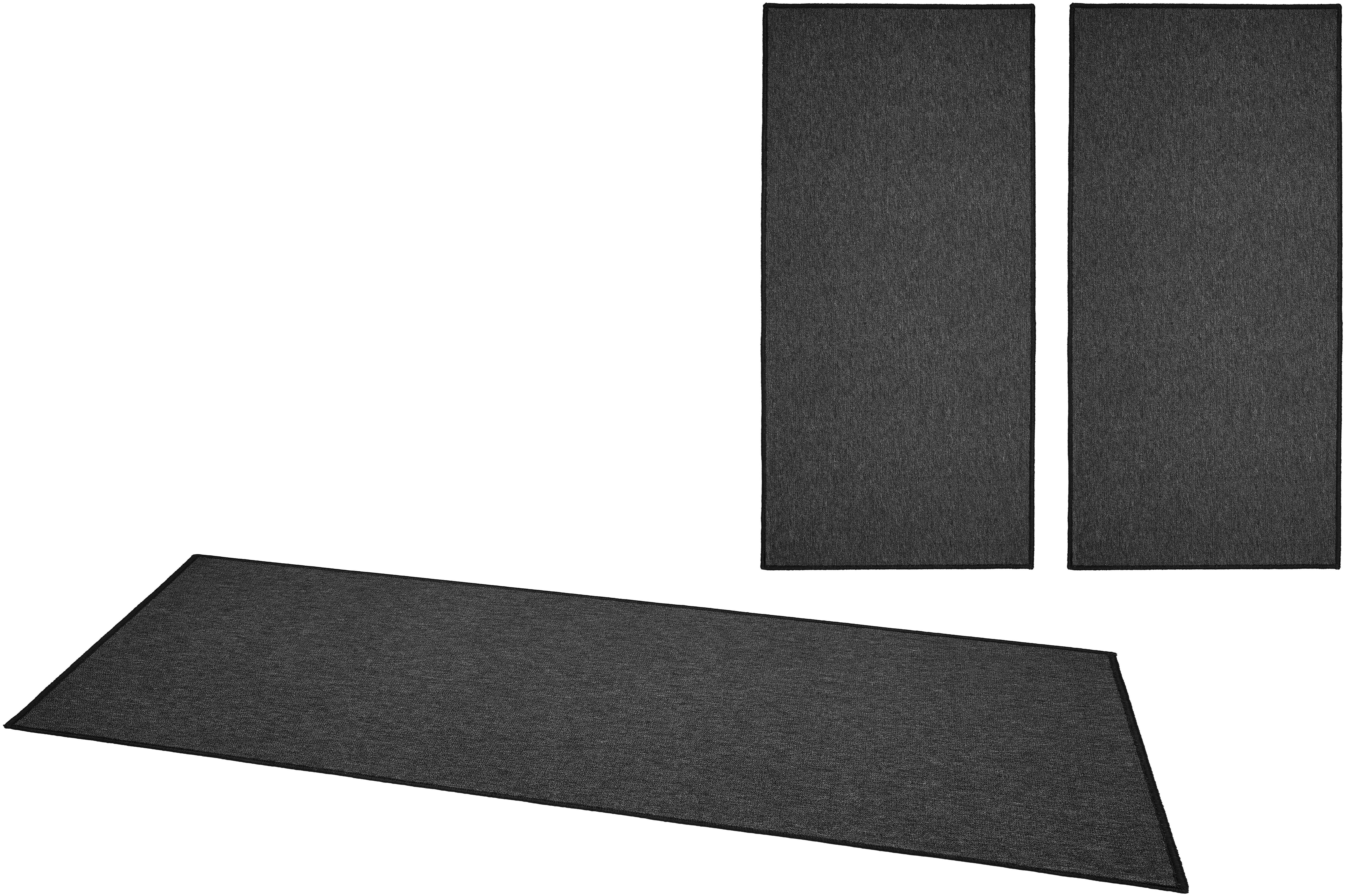 Bettumrandung Casual HANSE Home, Höhe 4 mm, (3-tlg), Bettvorleger, 3-teiliger Läufer Set, Unifarben, Kurzflor, Bettläufer