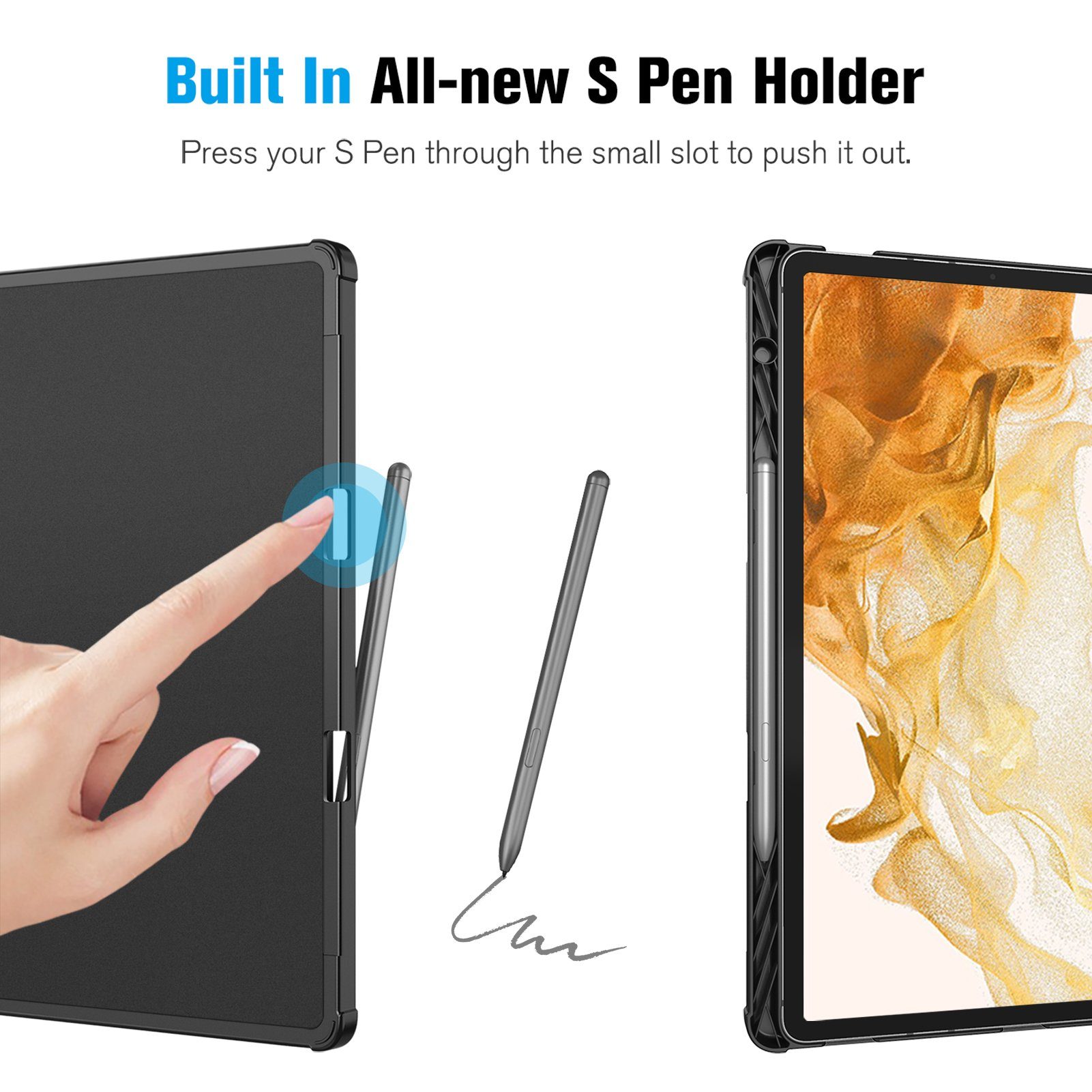 Fintie Tablet-Hülle Hülle für Samsung Galaxy Tab S8 Plus 2022/S7 FE 2021/S7 Plus 2020 12.4 Zoll, Multi-Winkel Folio Schutzhülle mit S Pen Halter Dokumentschlitze und Auto Schlaf/Wach Funktion