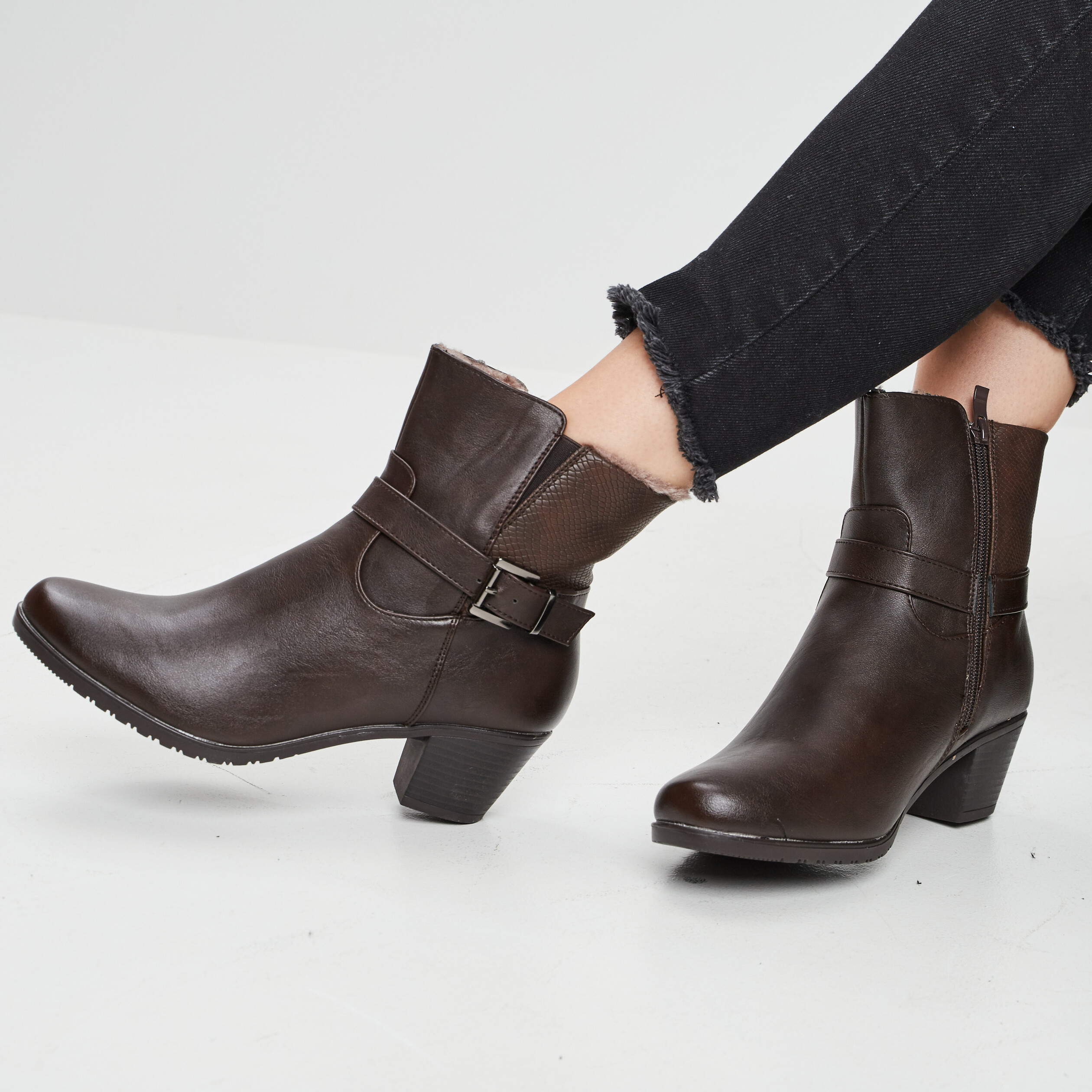 Bottines fourrées marron femme | La Halle