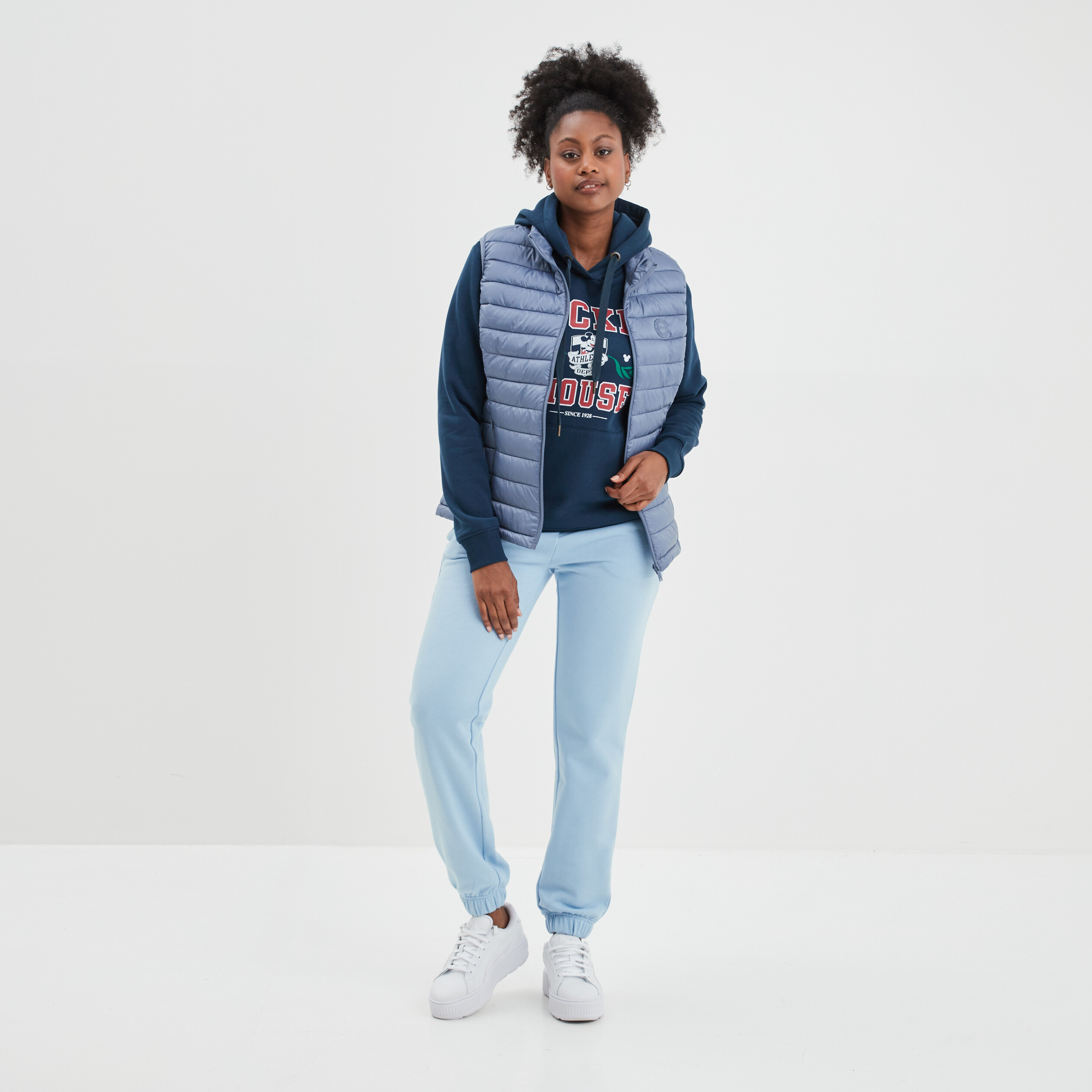 Pantalon jogging slim taille élastiquée bleu gris femme | La Halle