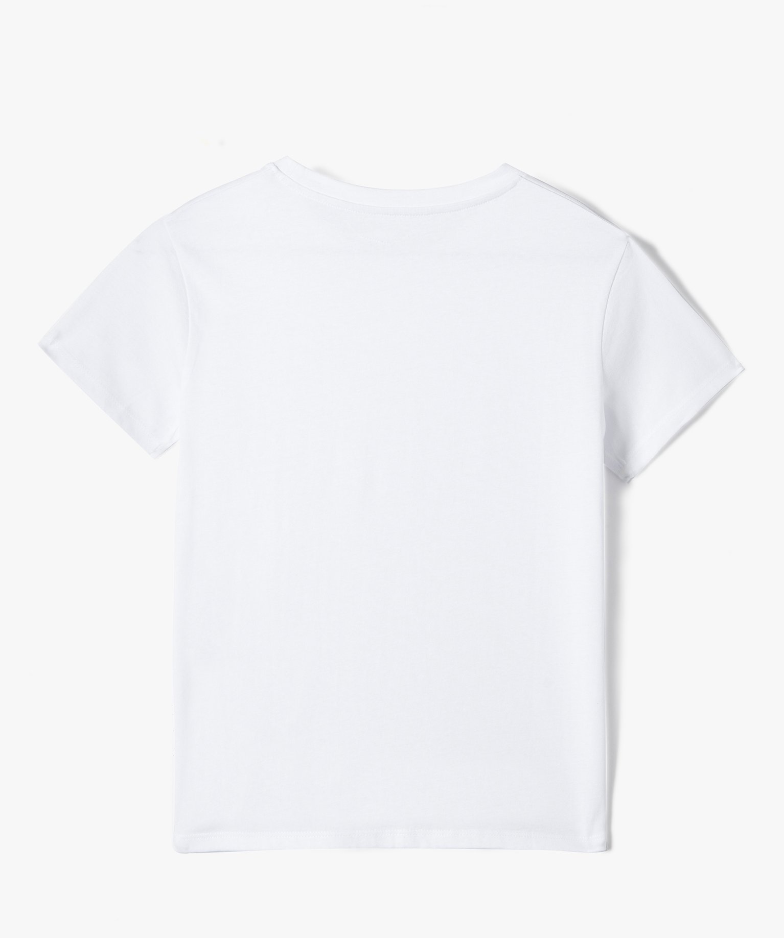 Tee-shirt fille à manches courtes et col rond blanc | GEMO