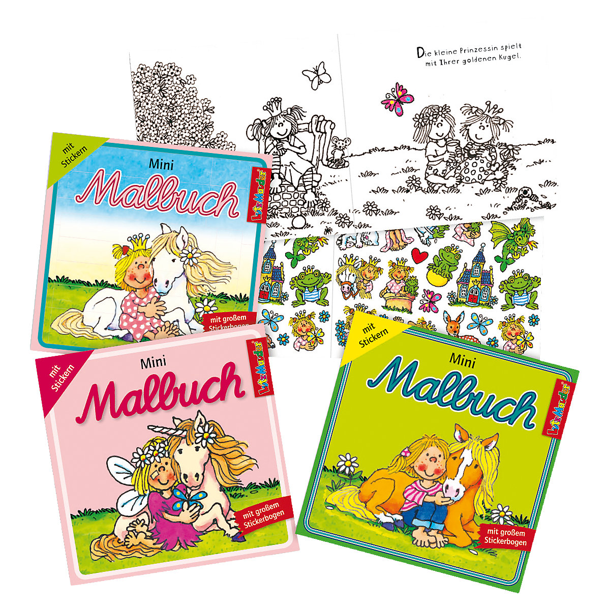 Mini-Malbücher Mädchen, 3 Stück, inkl. Sticker