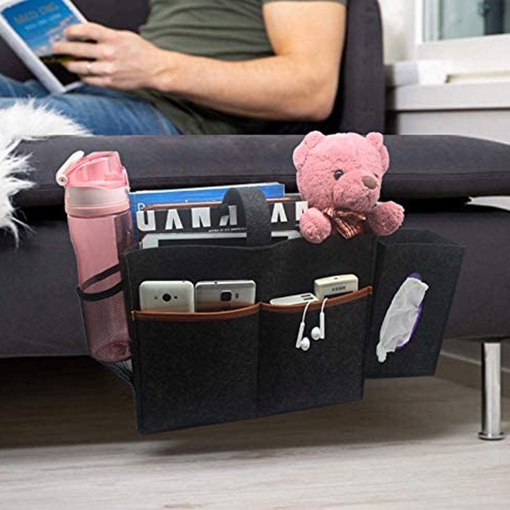 Lubgitsr Betttasche Bett Organizer, Filz Betttasche Anti-Rutsch Nachttisch Tasche (1-tlg)
