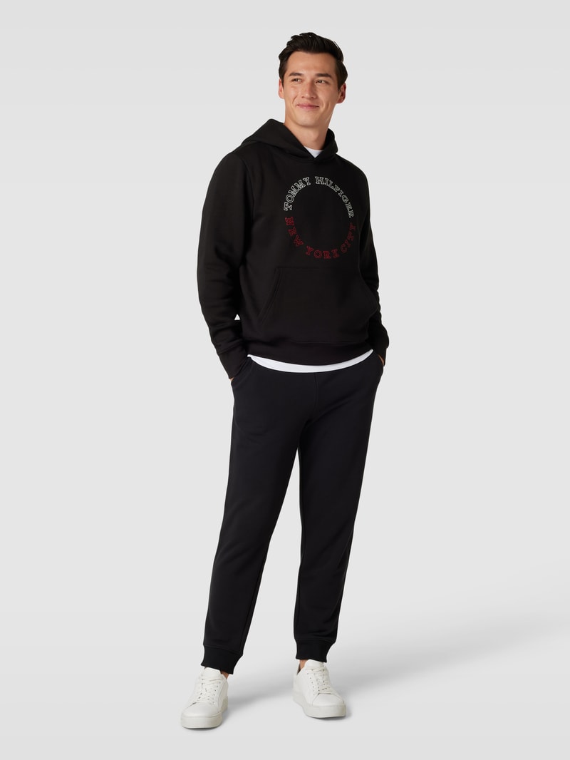 Hoodie mit Label-Print Modell 'MONOTYPE' in schwarz