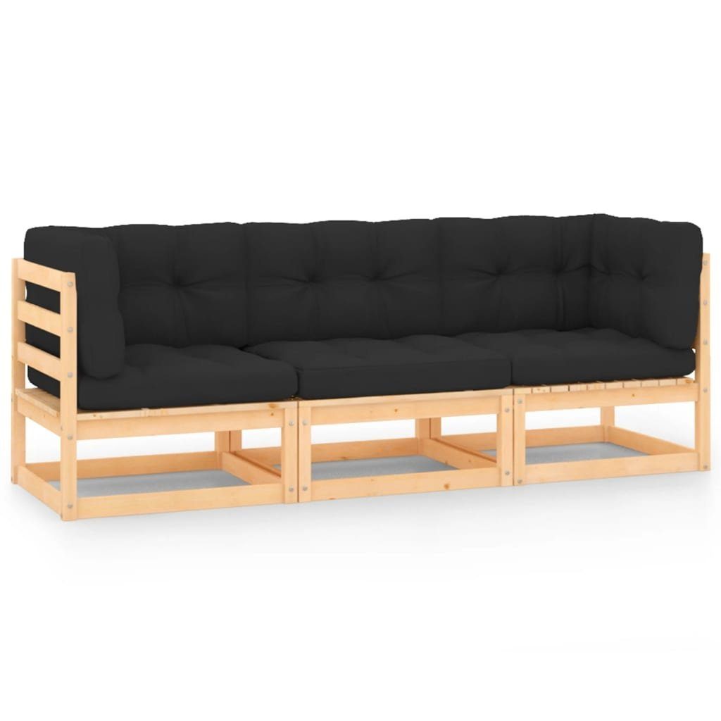 vidaXL Loungesofa 3-tlg. Garten-Lounge-Set mit Kissen Kiefer Massivholz, 1 Teile
