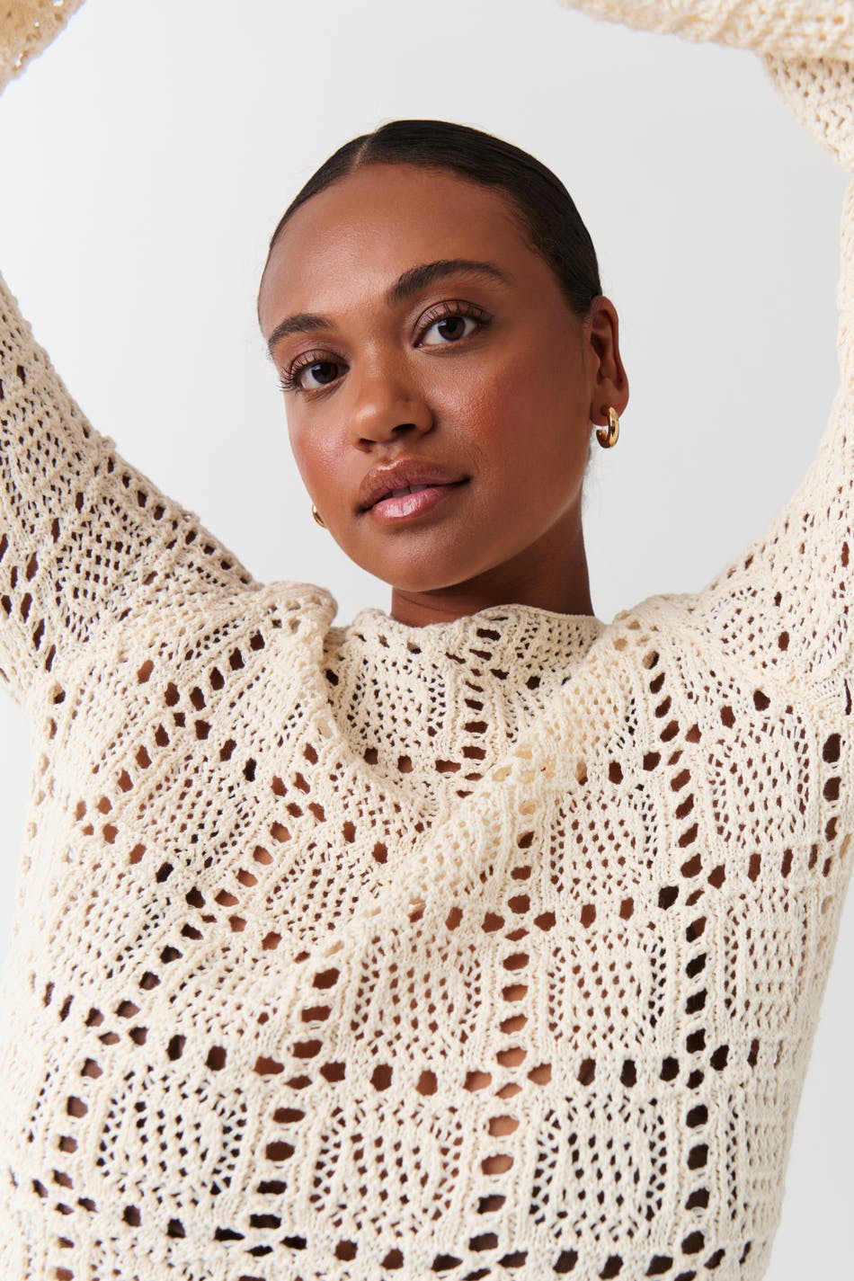 Open work knitted dress