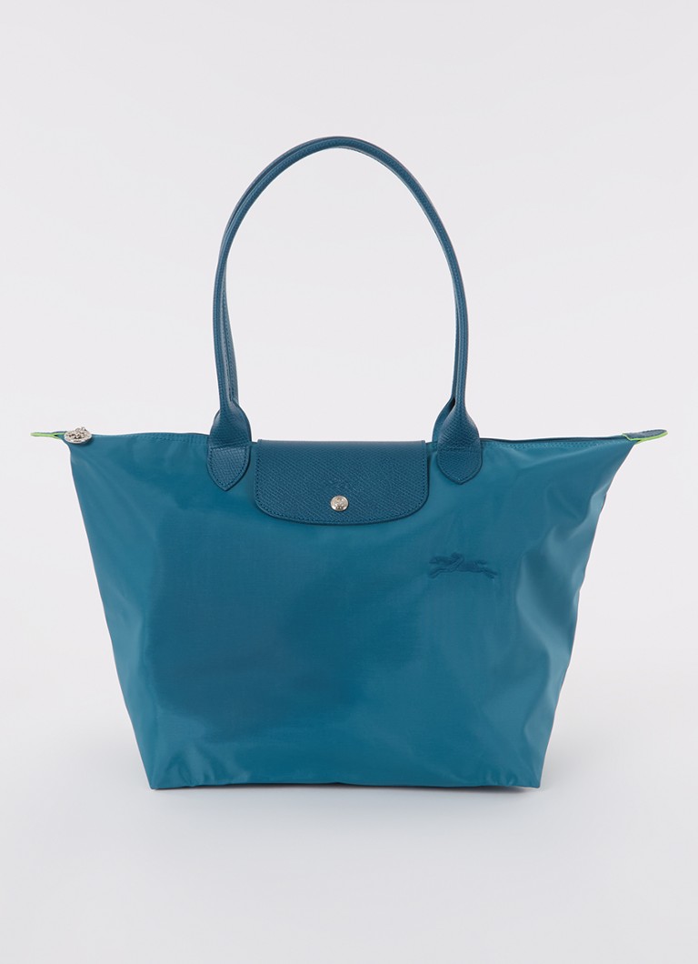 Longchamp Le Pliage Vihreä olkalaukku L nahkayksityiskohdilla