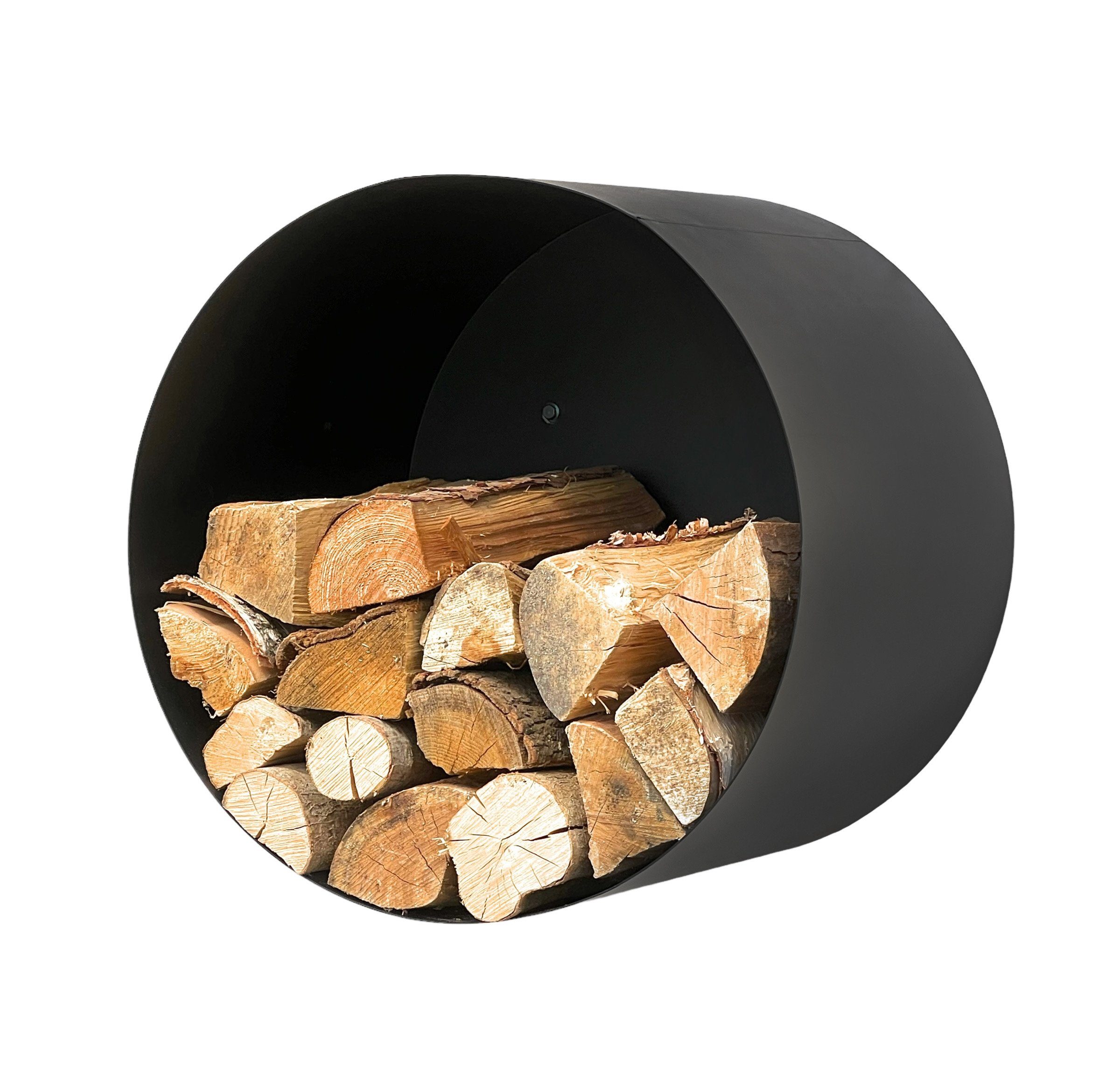 DanDiBo Kaminholzregal Kaminholzregal Innen Metall Schwarz Rund Wand 50 cm
