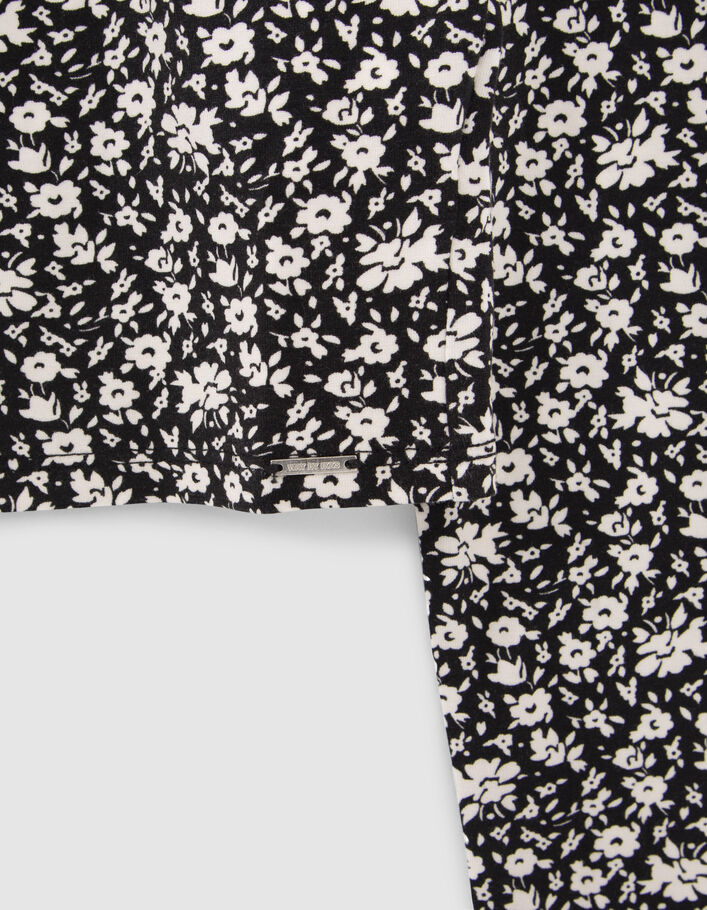 T-shirt noir imprimé floral fille