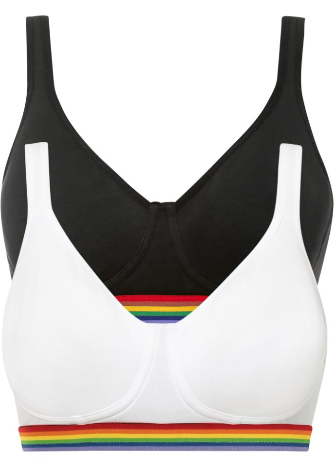Pride BH ohne Bügel mit Baumwolle (2er Pack)