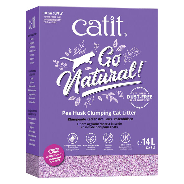 Katzen-Erbsenstreu Go Natural, 2 x 2,8 kg, Lavendel