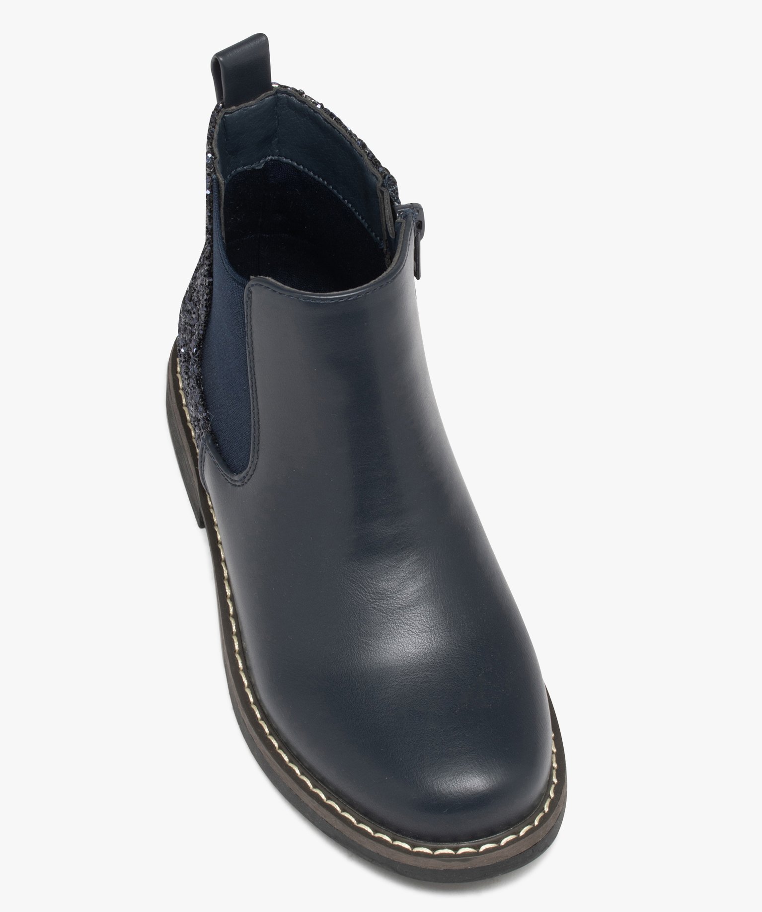 Boots fille unies style Chelsea à strass marron | GEMO