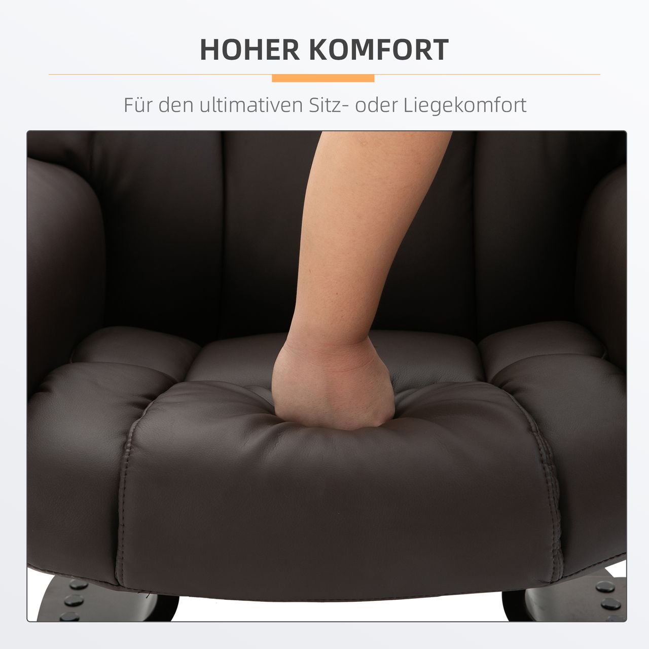 HOMCOM Massagesessel mit Fußhocker Relaxsessel 145°-Neigung Kunstleder Braun 79 x 82 x 101 cm