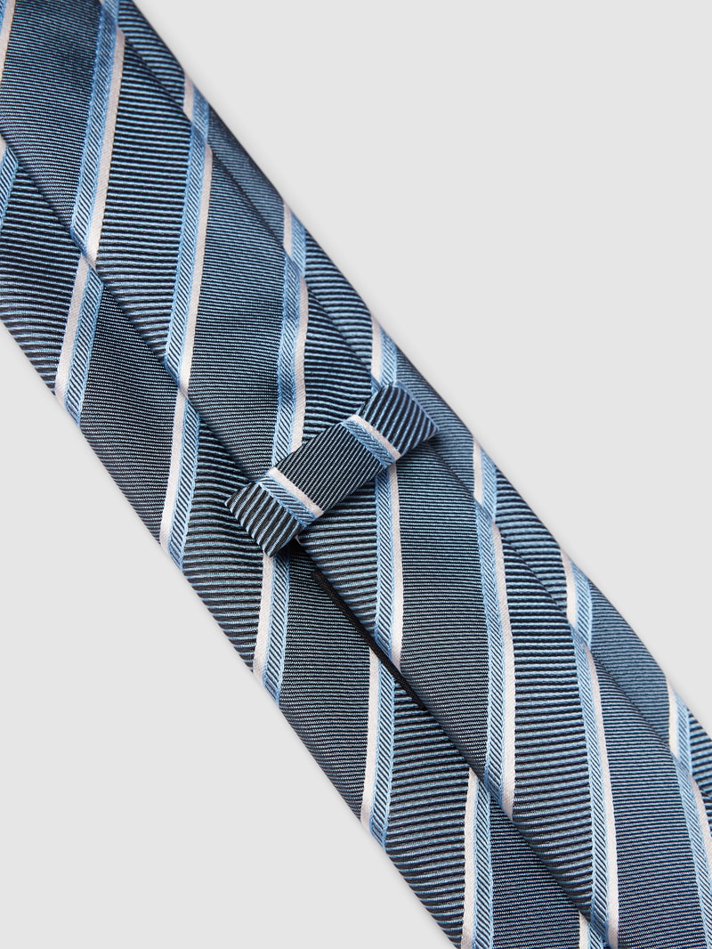 Krawatte mit Streifenmuster in bleu