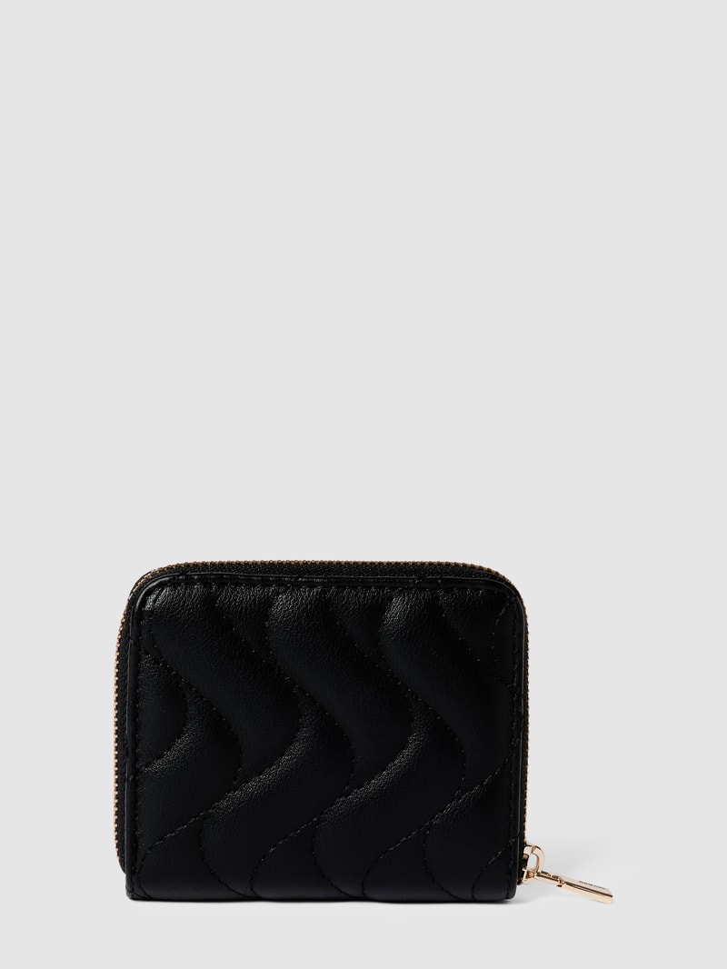 Portemonnaie mit Label-Applikation in schwarz