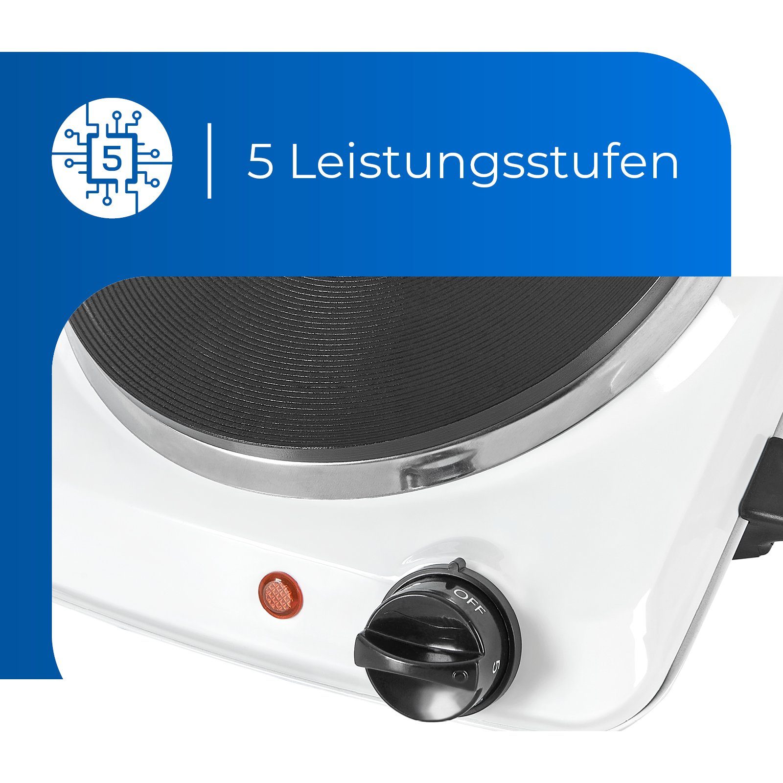 exquisit Einzelkochplatte KP 3102, 1500 W, Massekochfeld, flexibles Kochen überall