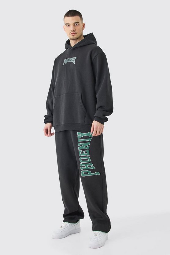 Tall Oversize Trainingsanzug mit Kapuze und Phoenix-Print