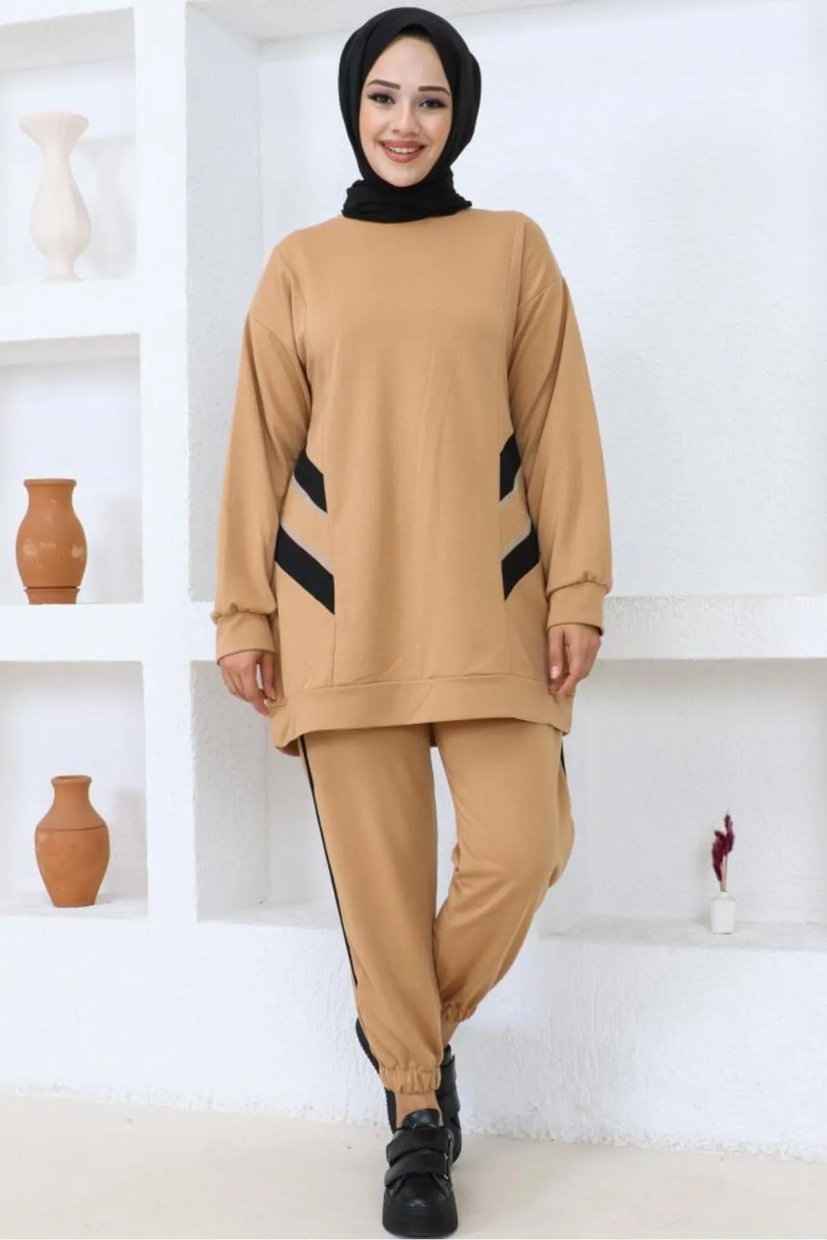 benguen  3401 Zweifädiges Hijab-Set Kamel