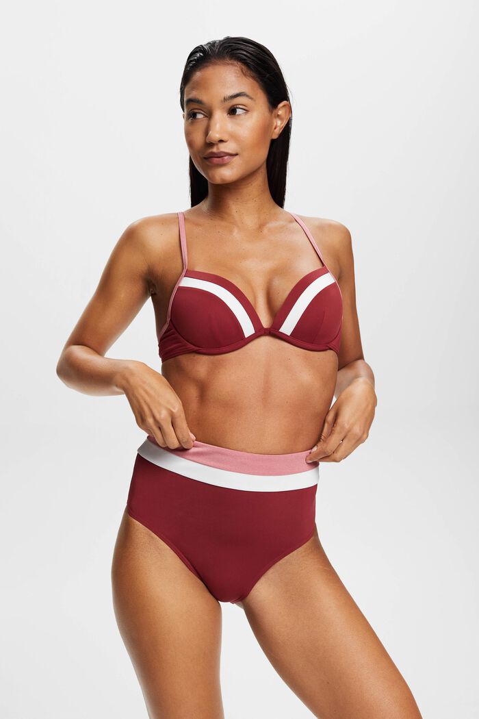Dreifarbige Bikinihose mit hohem Bund