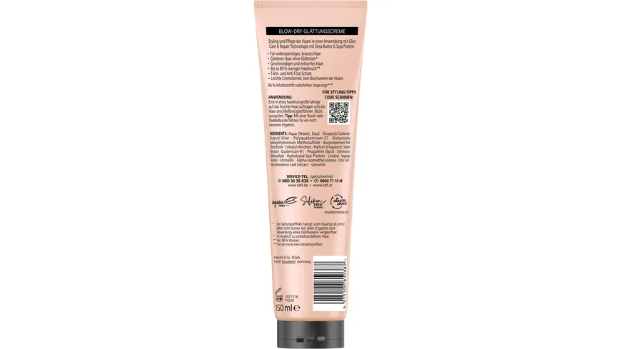 TAFT Glättungscreme Taft x Gliss Sleeky Smooth 150 ml 150 ml