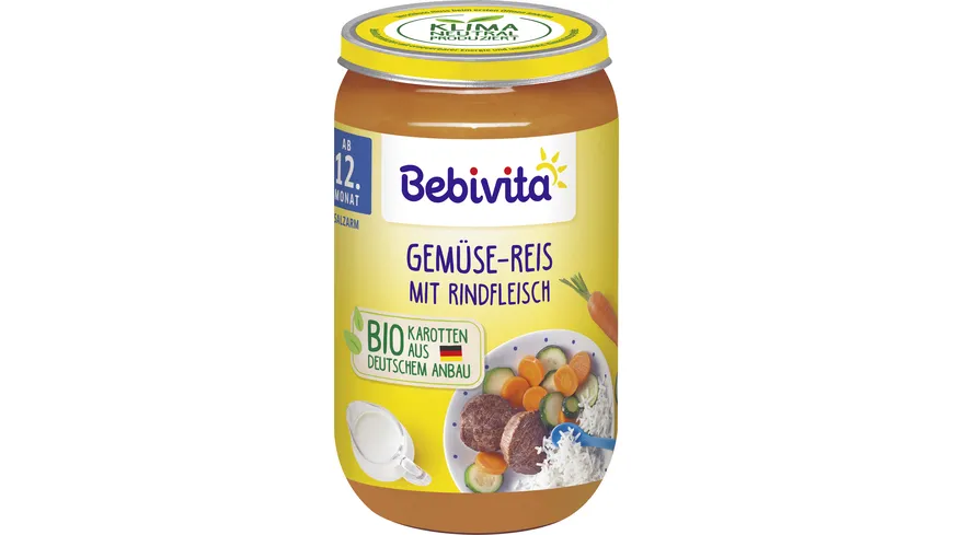 Bebivita Bio Menüs ab dem 12.Monat Gemüse-Reis mit Rindfleisch 250 g