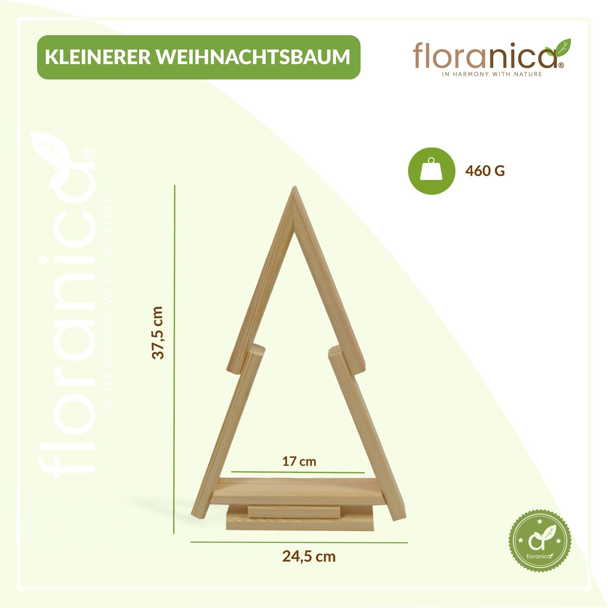 Floranica Hängedekoration (2 St), Weihnachtsdeko Weihnachtsbaum Kiefernholz Farbe: Unbehandelt