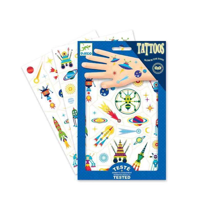 2 planches de tattoos space oddity Djeco