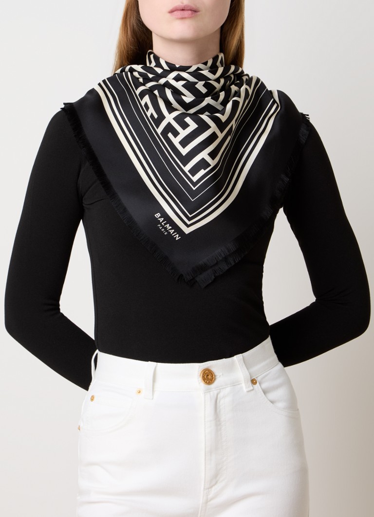 Jedwabny szal z monogramem Balmain, 125 x 125 cm