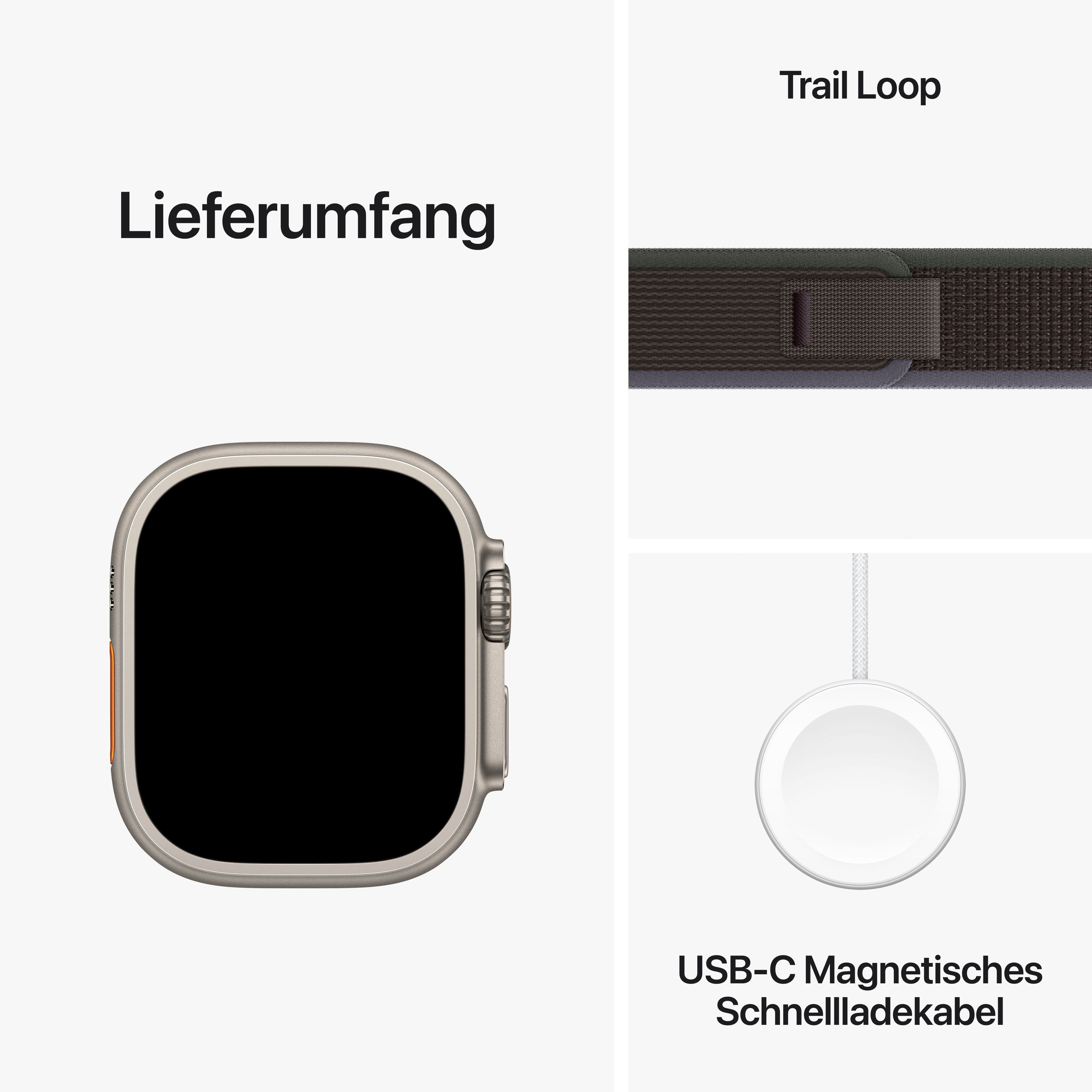 Apple Watch Ultra 2 GPS 49 mm + Cellular Titanium S/M Smartwatch (4,9 cm/1,92 Zoll, Watch OS 10), Trail Loop