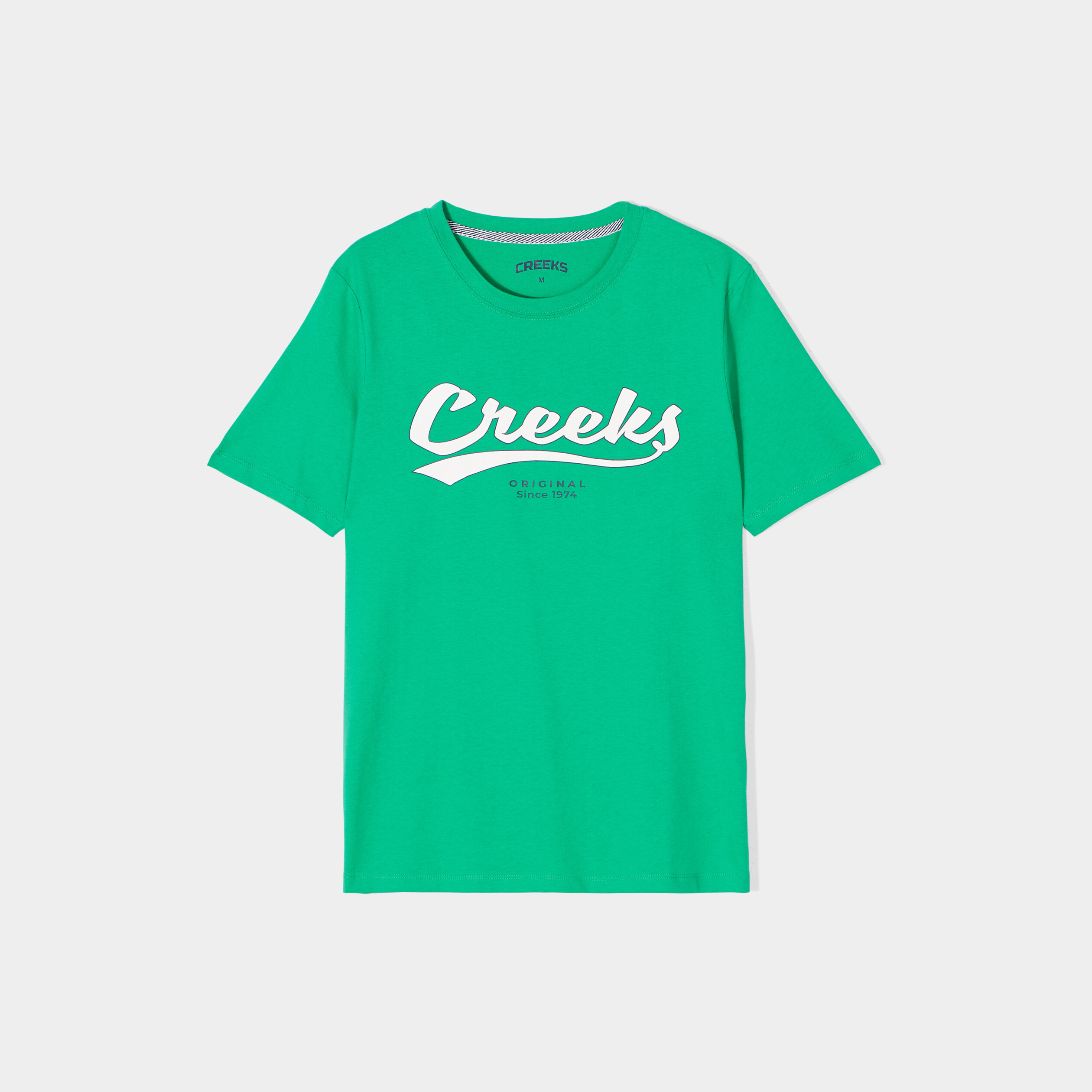 T-shirt oversize col rond coton Creeks vert femme | La Halle