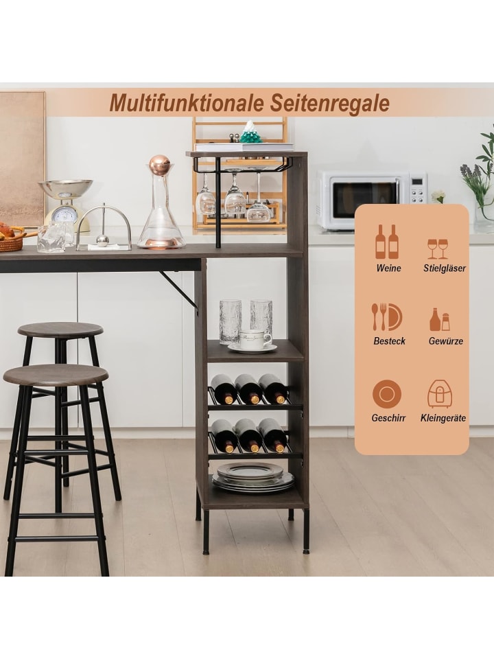 COSTWAY Bartisch mit Barhocker Set in Anthrazit günstig kaufen onesize