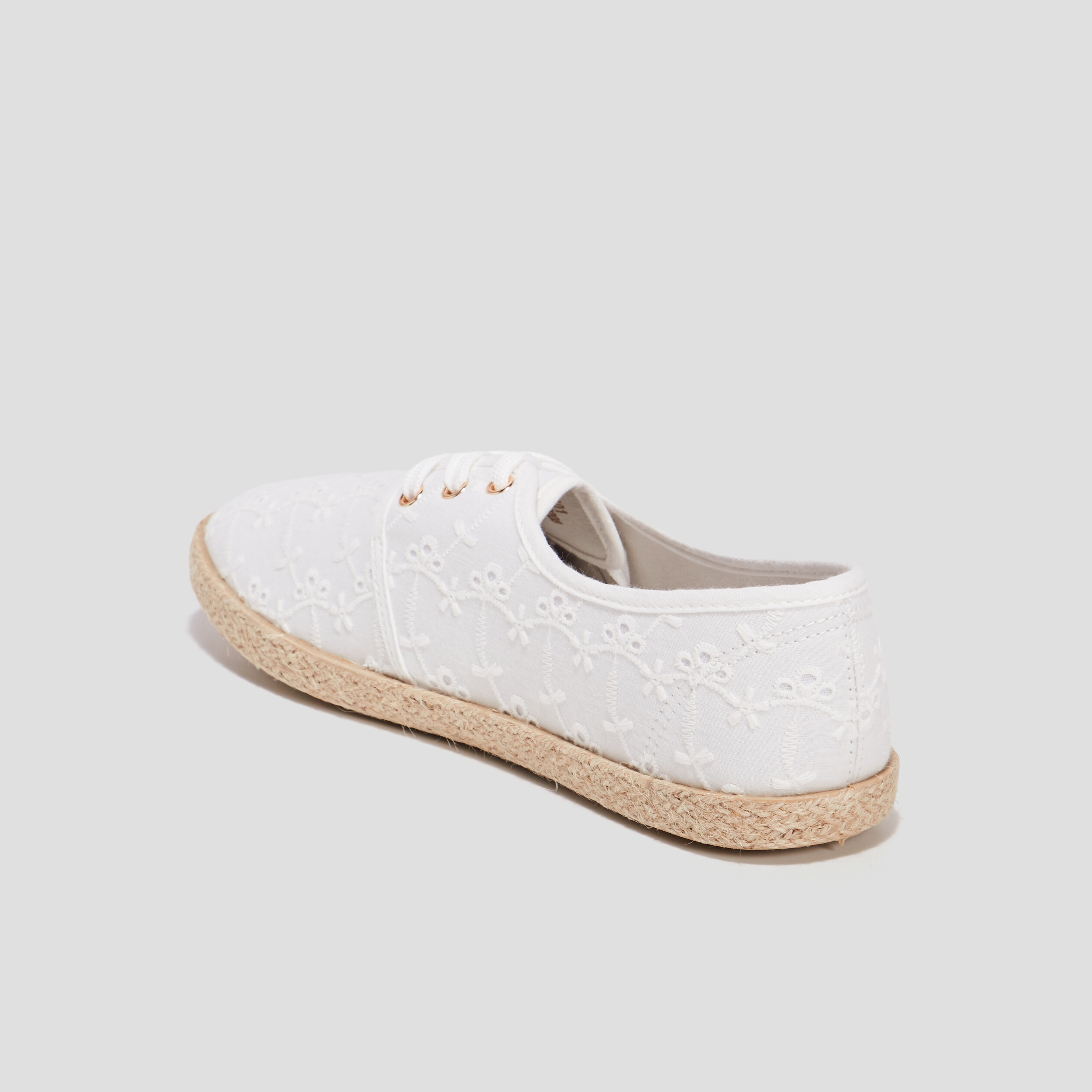 Derbies en toile à lacets blanc femme | La Halle